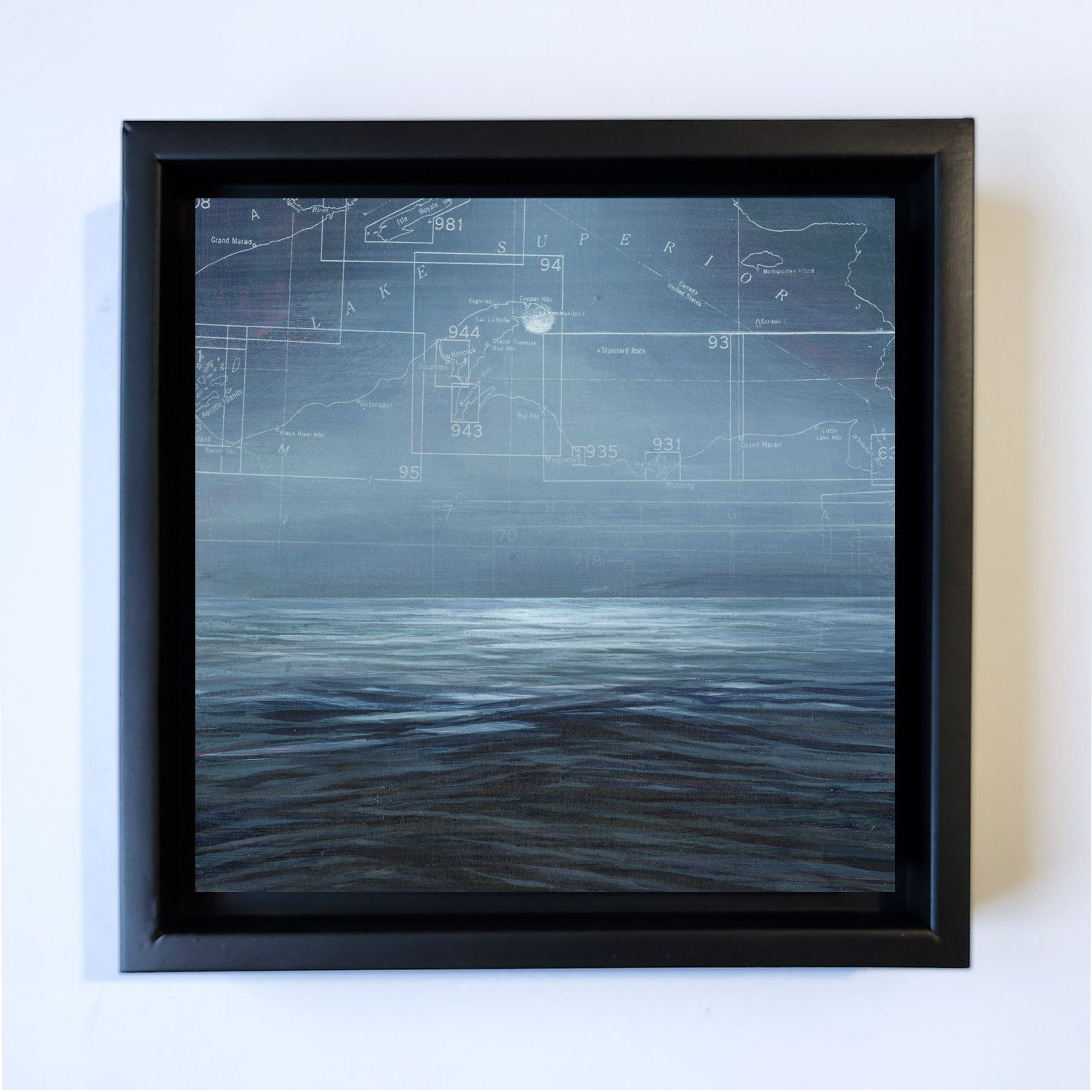 "By the Light of the Moon" | 6'' x 6'' painting in floating frame