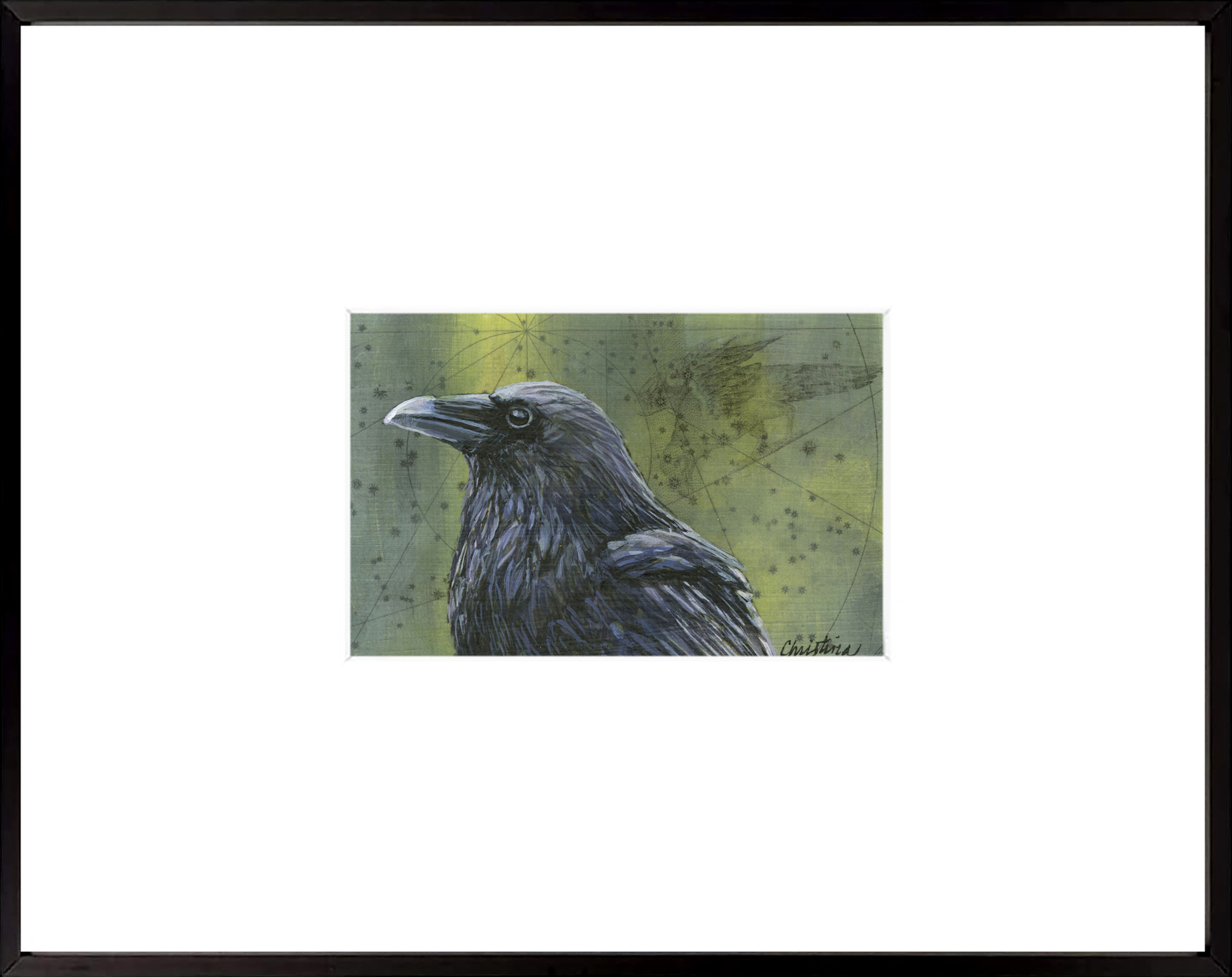 "Little Corvus" | 6'' x 4'' painting in 14'' x 11'' frame