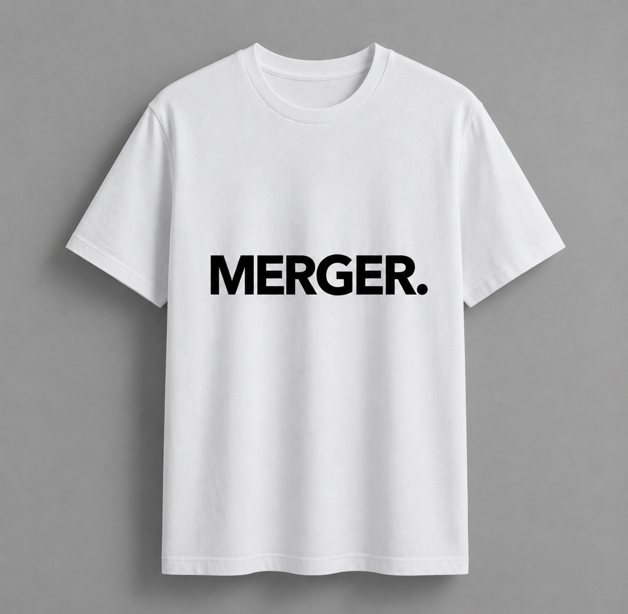 MERGER. White/Black T-Shirt with Large Logo