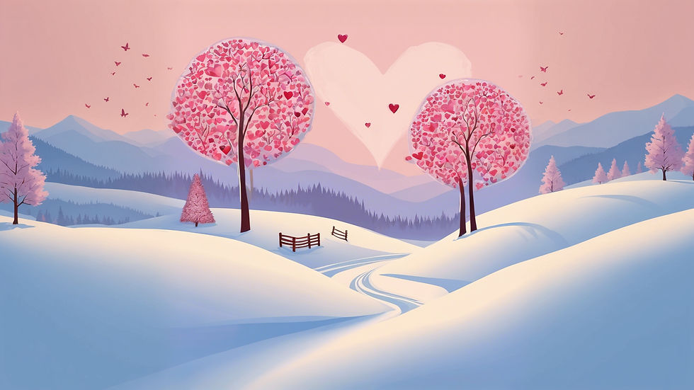 A beautiful winter, Valentine hearts, landscape image .jpg