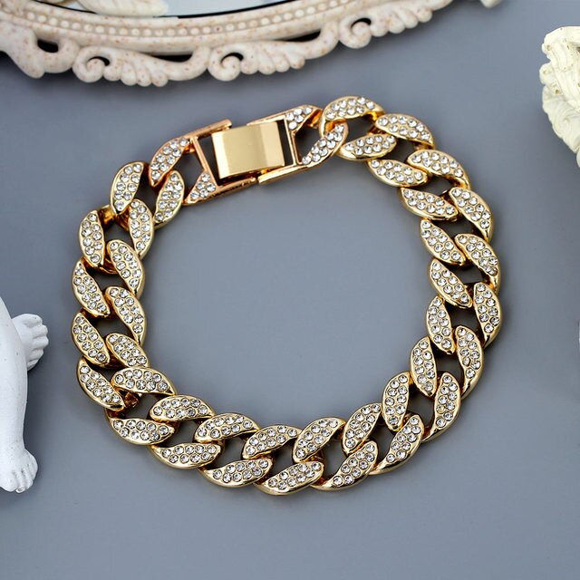 Miniatura: Pulsera de pie cubana con diamantes