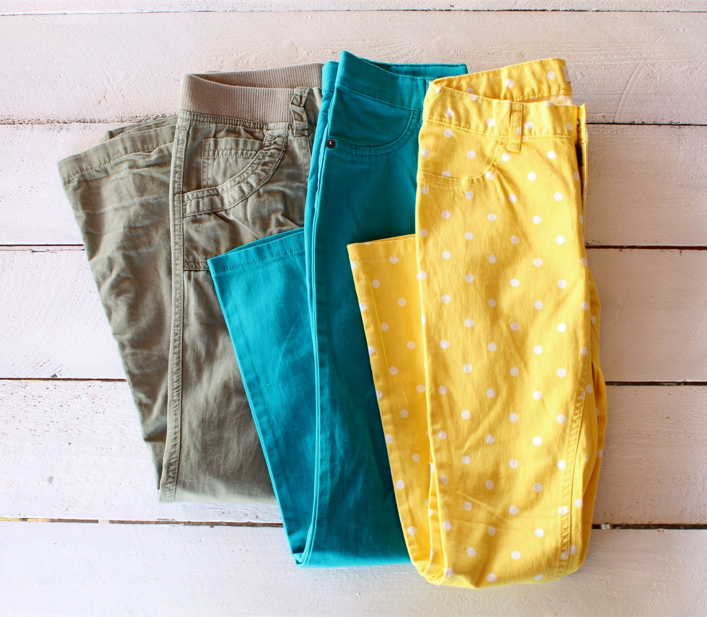 Girls Children's Place Blue Polka Dot Yellow Green Pants Lot Size 1