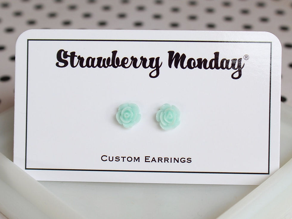 Thumbnail: Dainty Rose Earrings (Pink, Aqua, Orange)