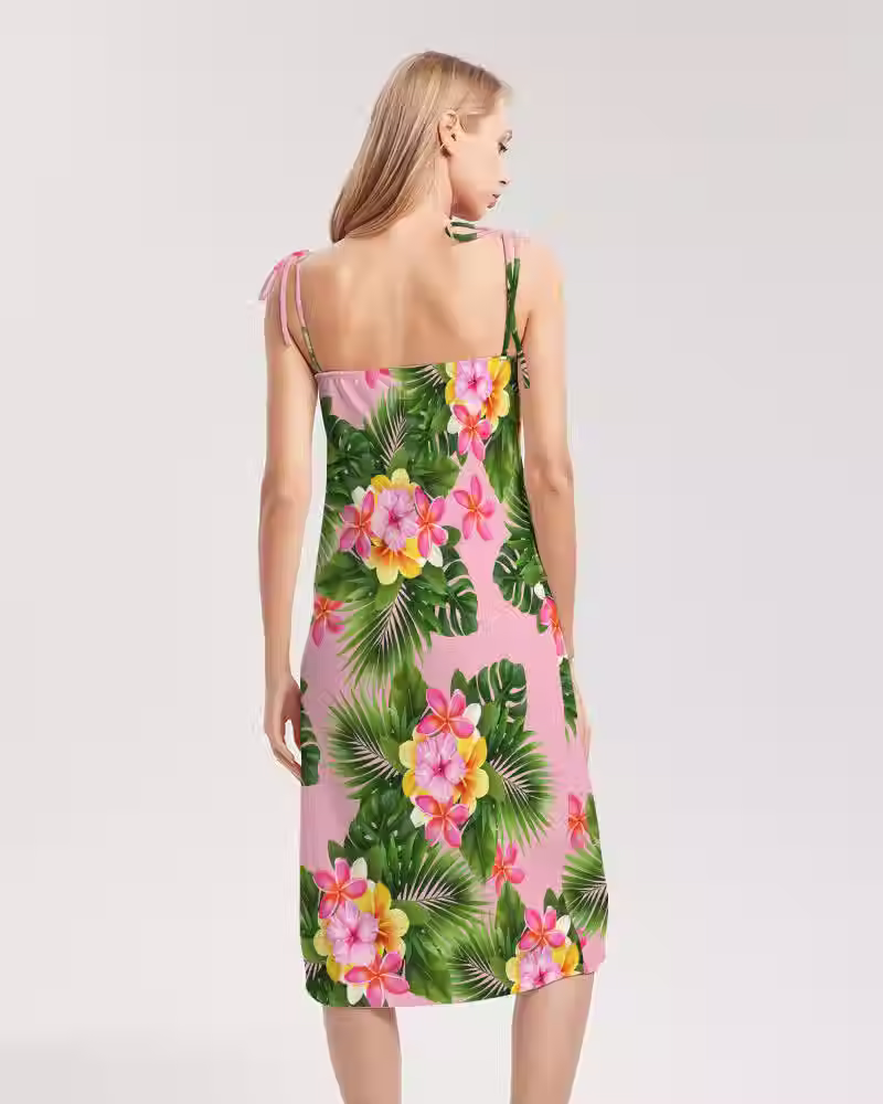 hawaiian print stappy slit dress