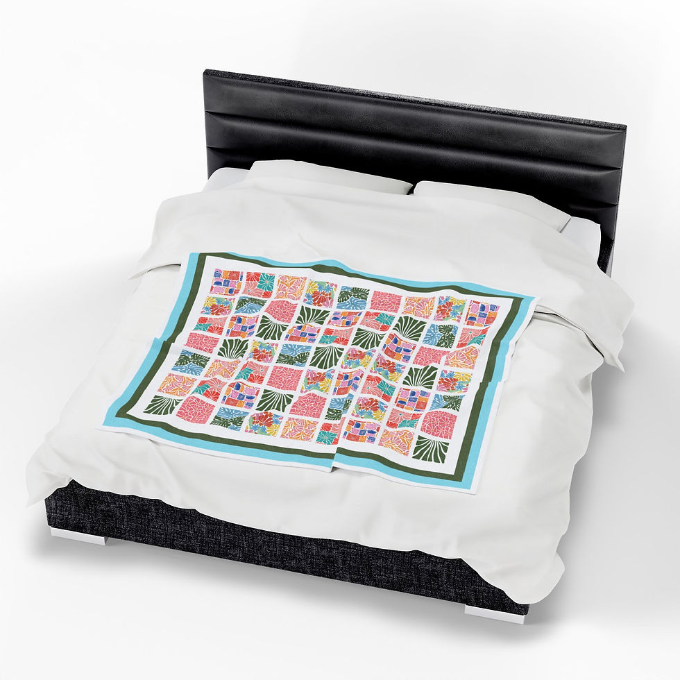 Retro boho floral quilt style blanket gift