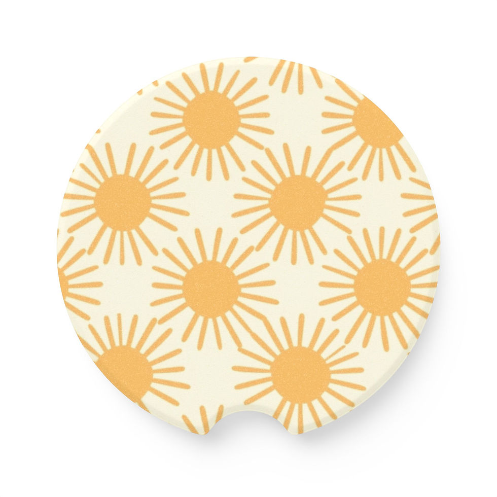 Absorbent drink holder coaster with sun
