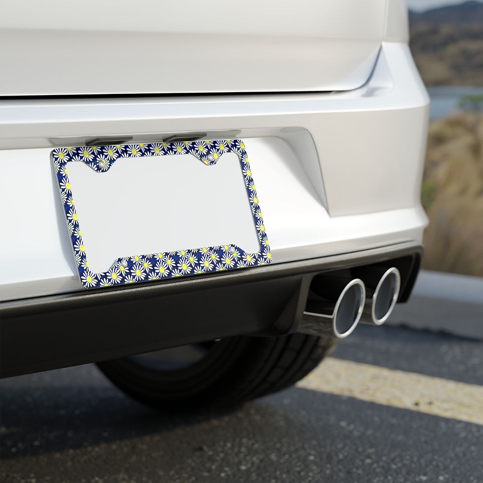 Cute floral license plate cover with daisies