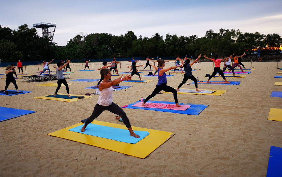 Yoga by the beach @ Sentosa FOC