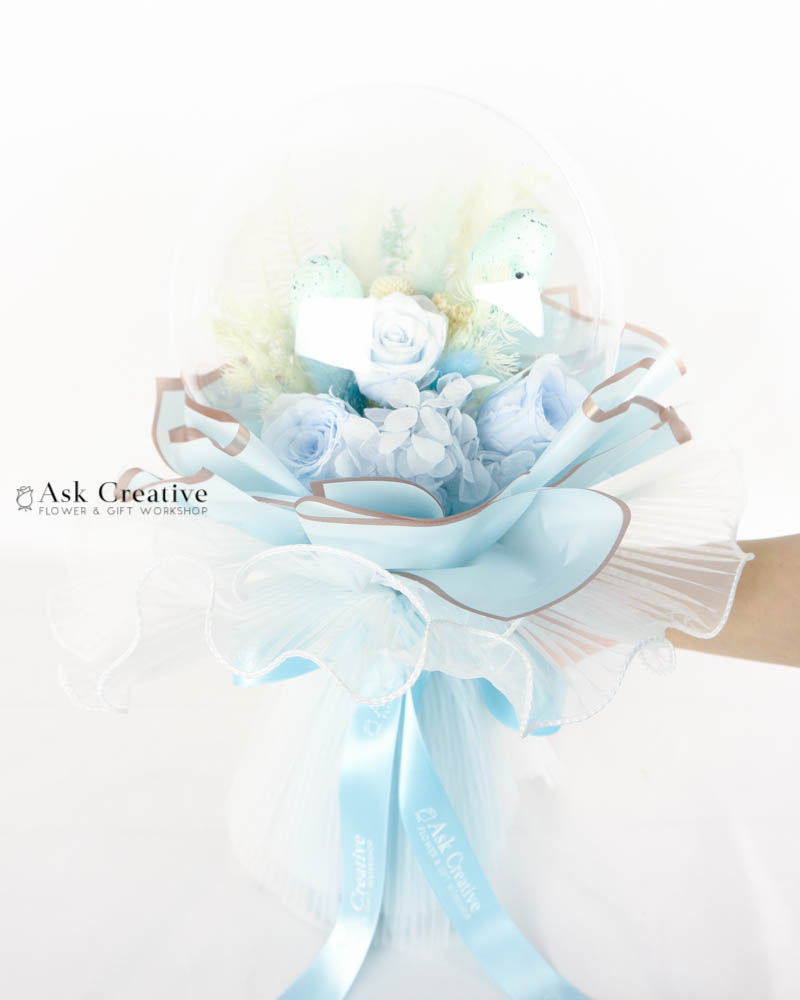 縮圖：Blue Easter Egg - Preserved Balloon Bouquet (Hard Case)