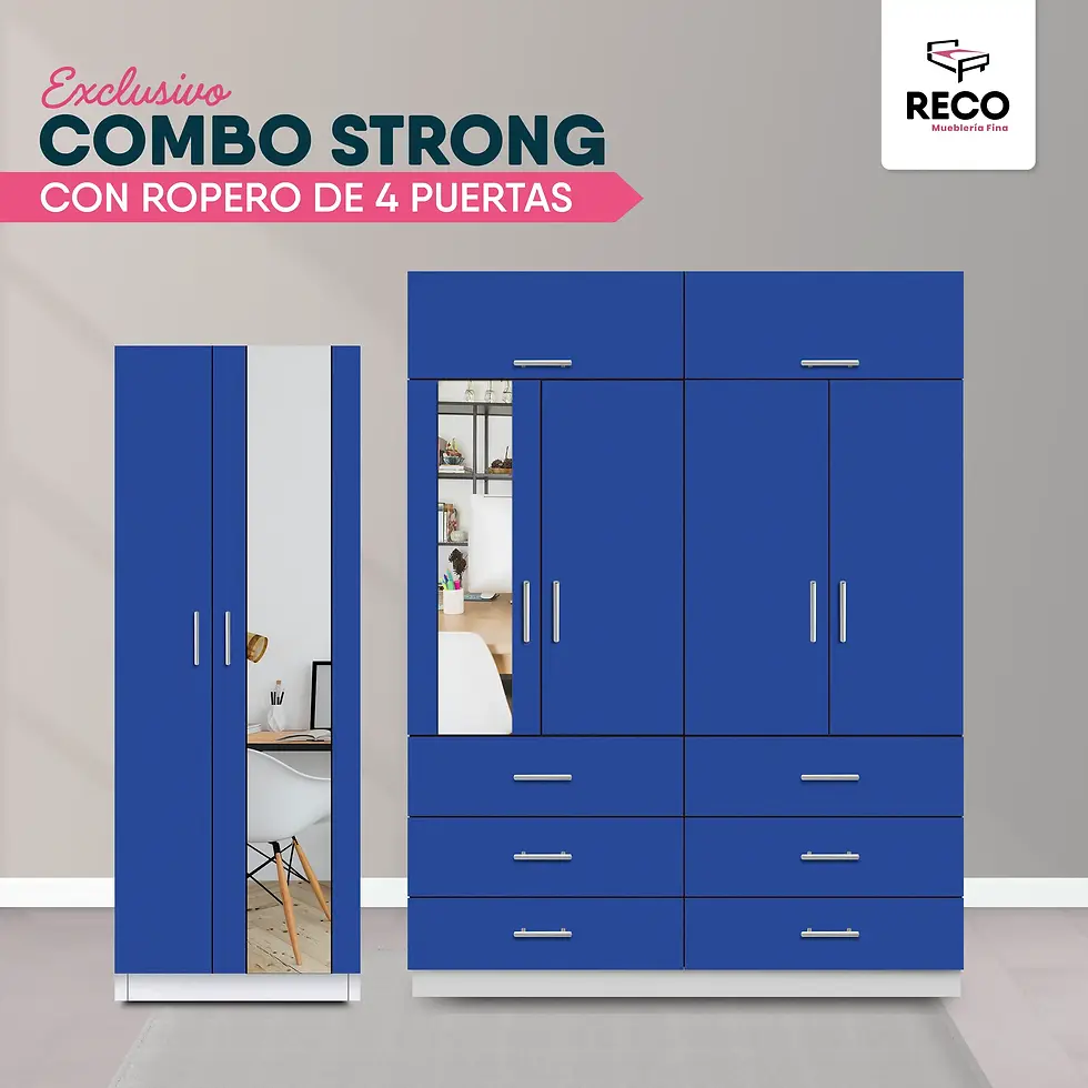 Miniatura: Combo Strong con ropero de 4 puertas