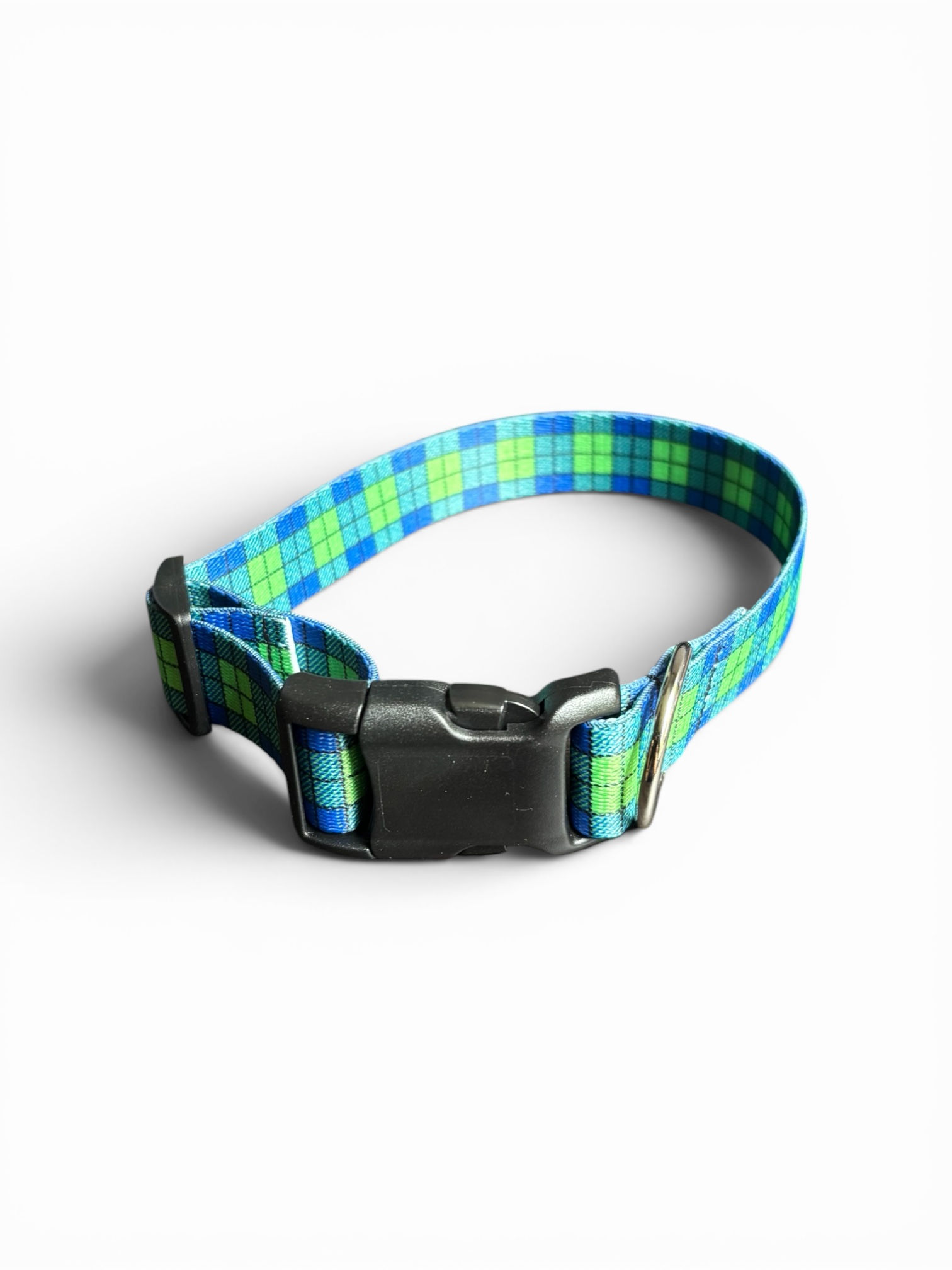 Green and Blue Plaid Collar 1/2inch wide