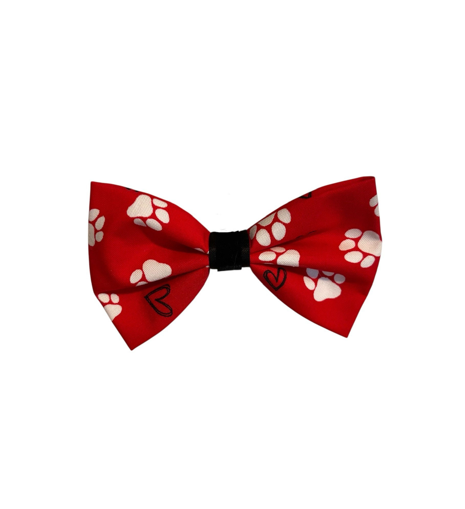 Red Paw Print and Heart Bow Tie