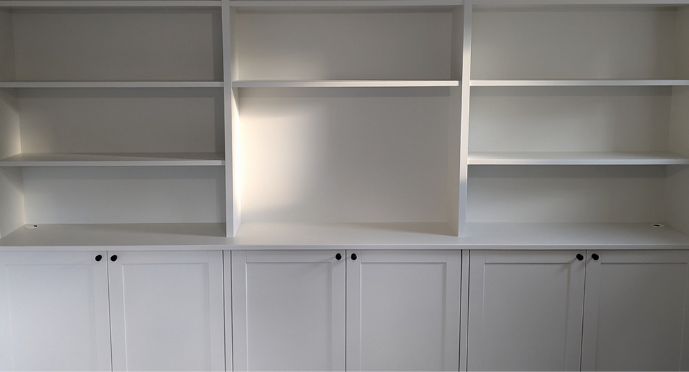 custom built alcove furniture project for client in Reigate, Surrey by New Heights Carpentry