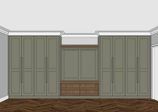 bespoke mudroom with shaker doors and adjustable shelving 