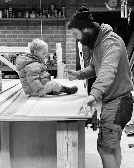 Carl creating custom furniture in the New Heights Carpentry workshop, Reigate-based carpenter