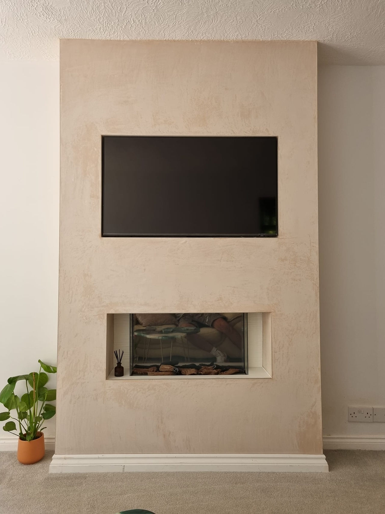 bespoke tv media unit with fireplace, Surrey