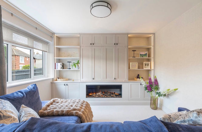 Bespoke Media Unit with LED Lighting and Pivot Sliding Doors