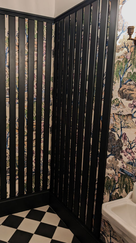 interior home wall slat panelling, Reigate, Surrey.