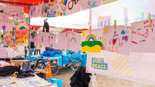 Children's drawings in The Hague Colors for Peace art exhibition