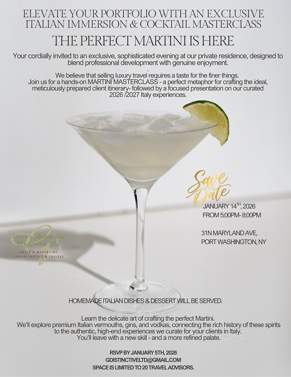 EXCLUSIVE EVENING :ITALIAN IMMERSION& COCTAIL MASTERCLASS