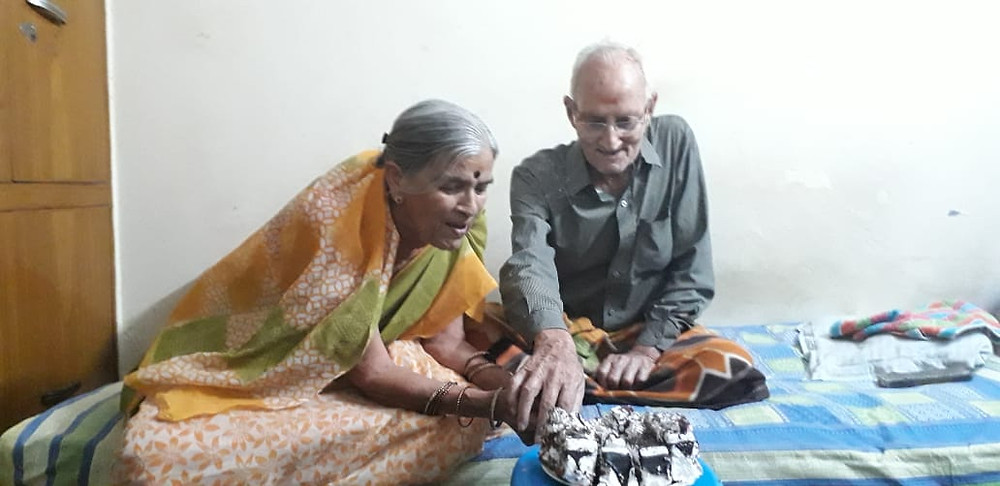 Mrs. Sharma celebrating her 79th birthday with family