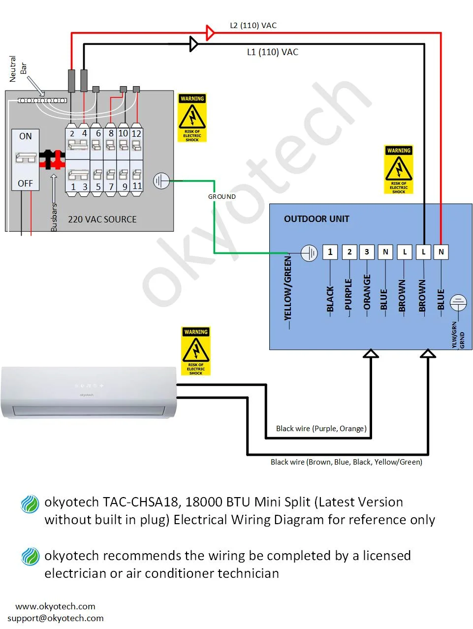 Chigo air conditioner wiring diagram. okyotech 3D mini split ductless air conditioner cooling heating
