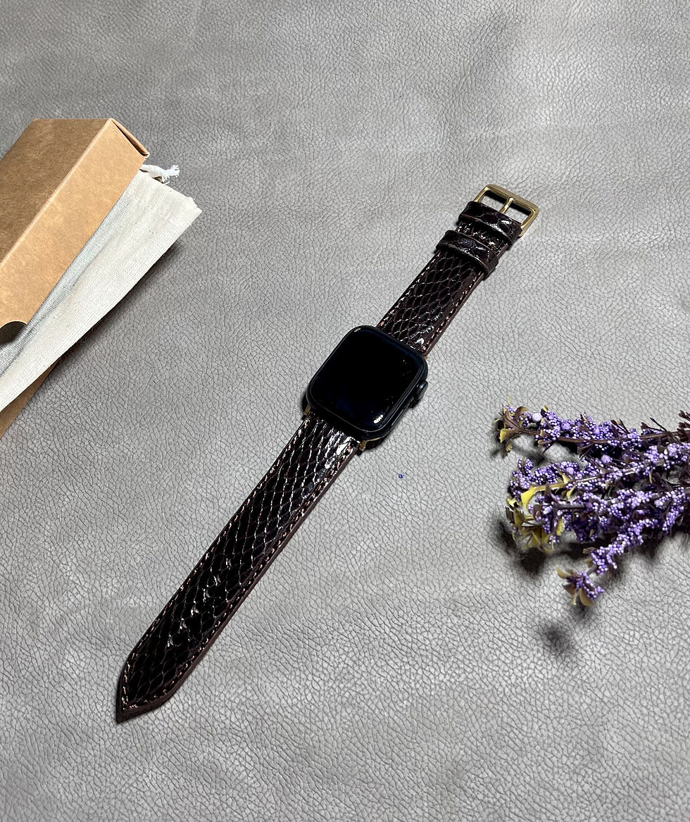 Exotic Seri Acı Kahve Renk Gerçek Yılan Derisi Apple Watch Kordon