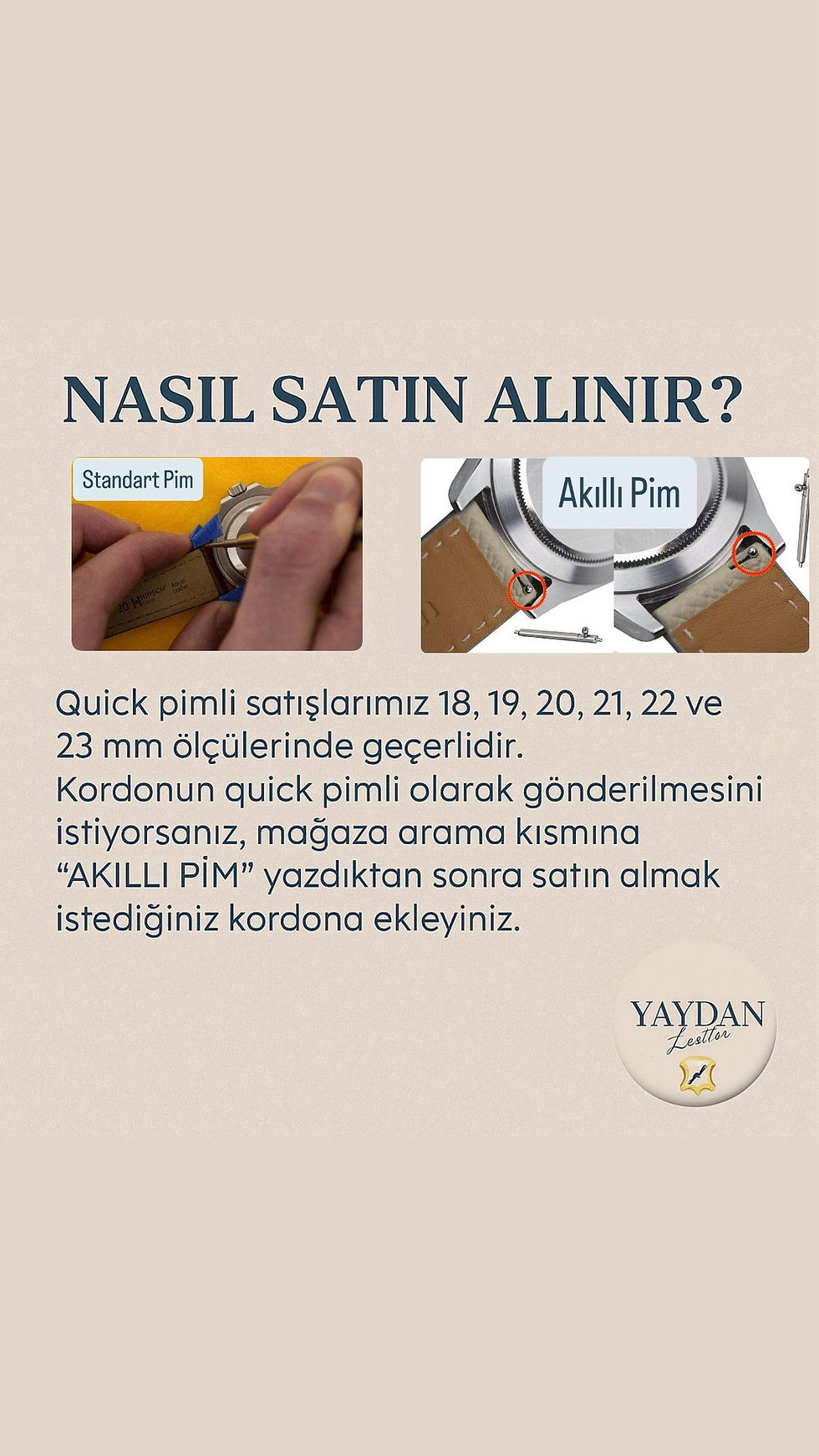 Küçük resim: Standart Lug Platin Seri Haki Crazy Deri Kordon (20-22-24mm)