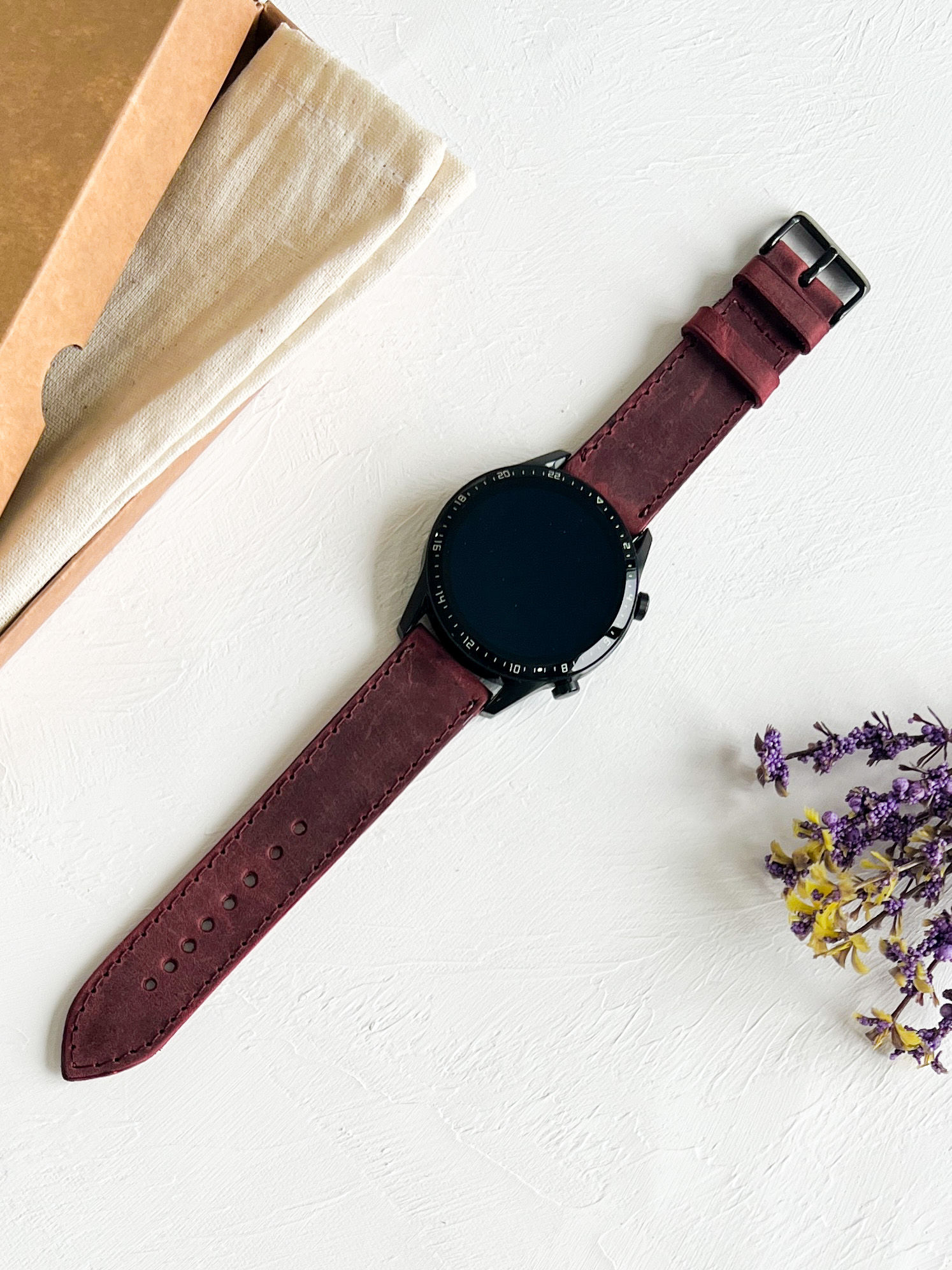 Huawei GT2-GT3-PRO-ELITE Uyumlu Elit Seri Bordo Renk Kordon (22mm)