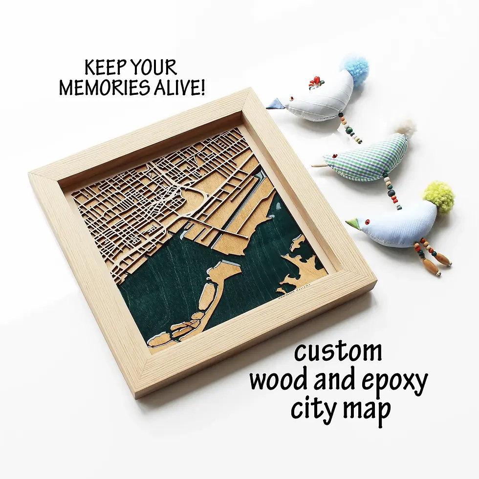 Thumbnail: Toronto wooden city map Wood and Epoxy Map Art