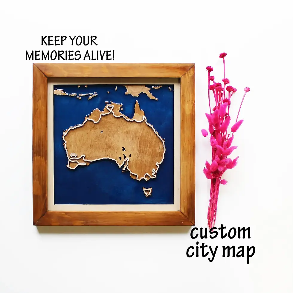 Avustralya Seyahat mavi epoksili ahşap haritası