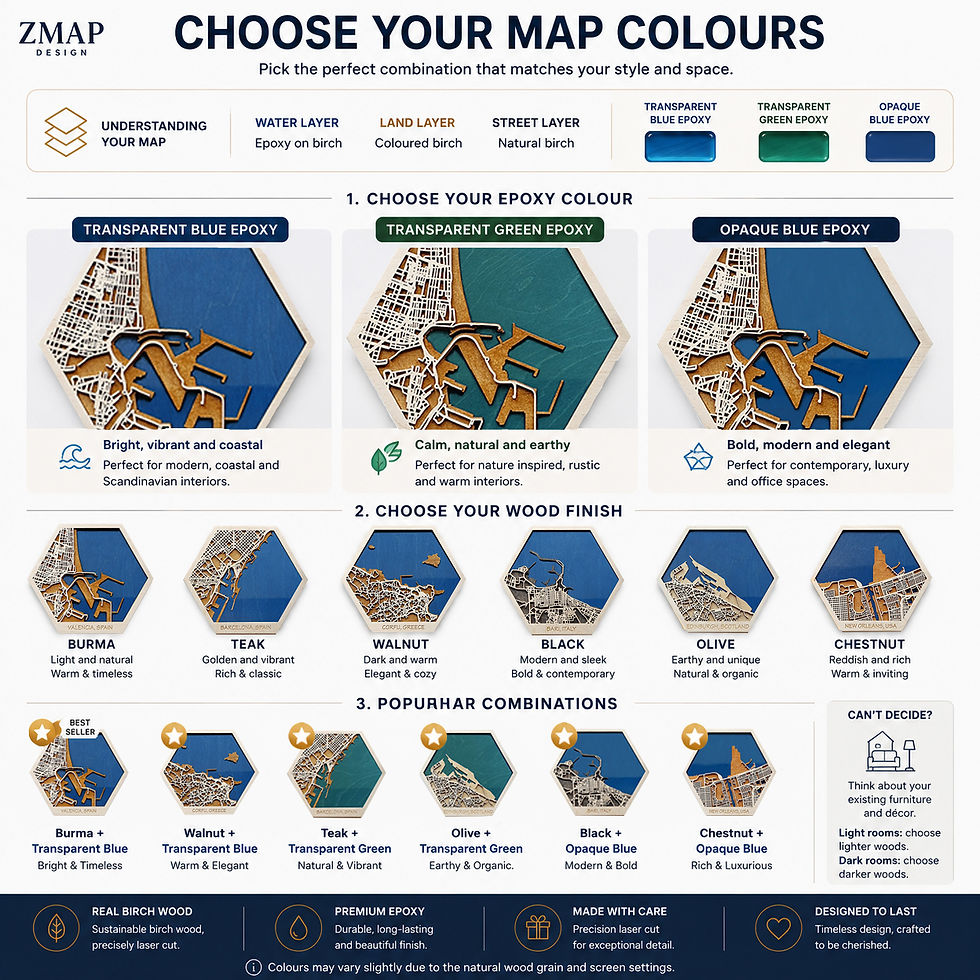 Thumbnail: Hexagon Personalized Wood City Map epoxy color