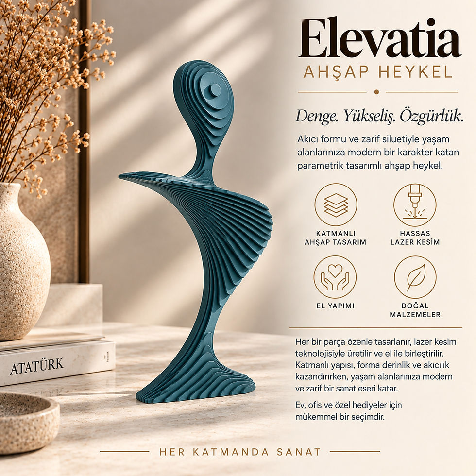 Elevatia Ahşap Heykel | Denge ve Yükselişin Parametrik Yorumu
