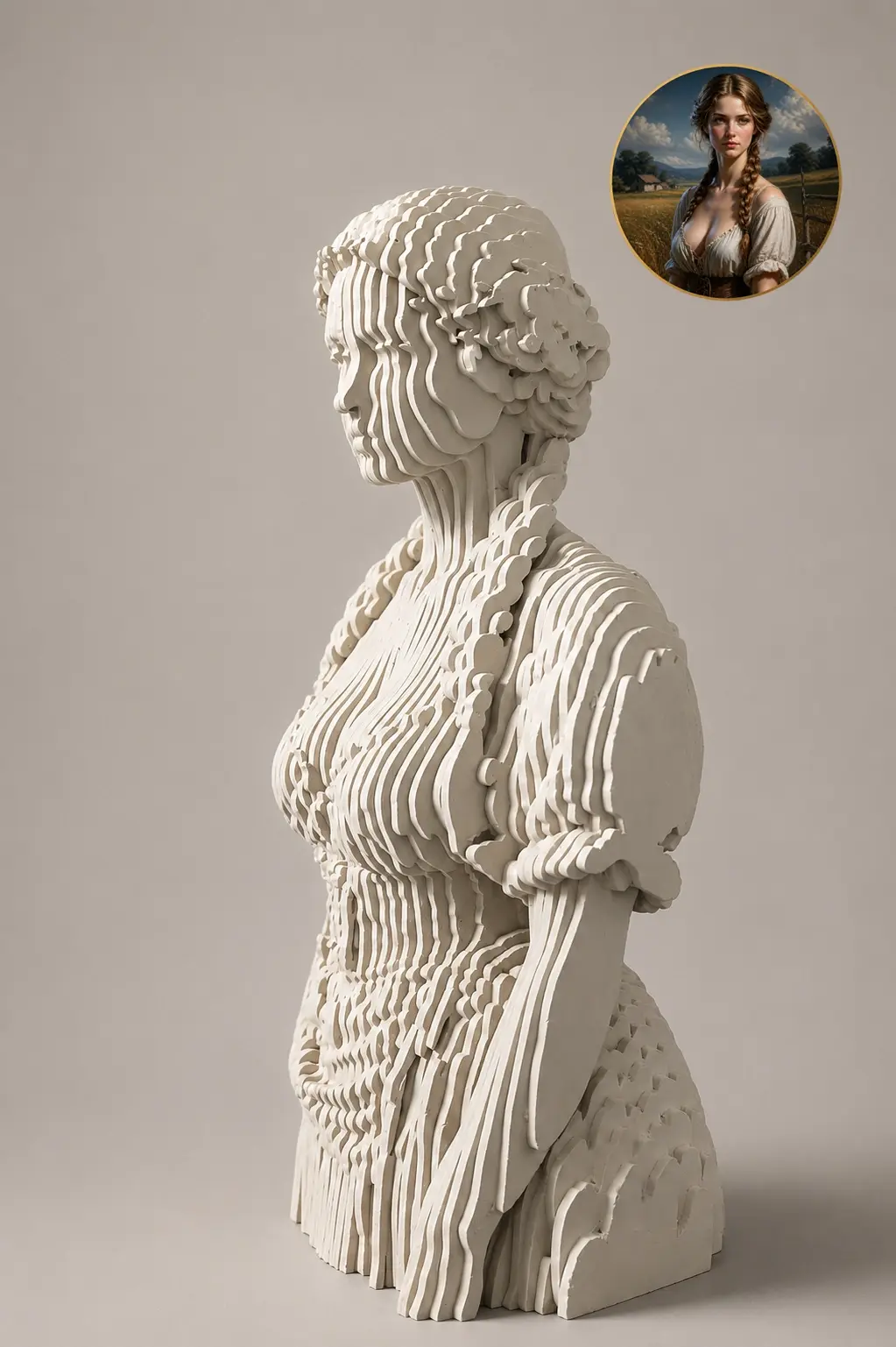 Heritage Woman Parametric Sculpture – Layered Parametric Female Bust