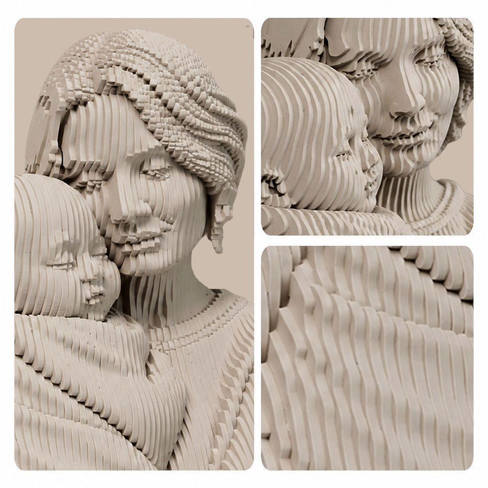 Thumbnail: Personalized Mother & Baby Parametric Wooden Sculpture