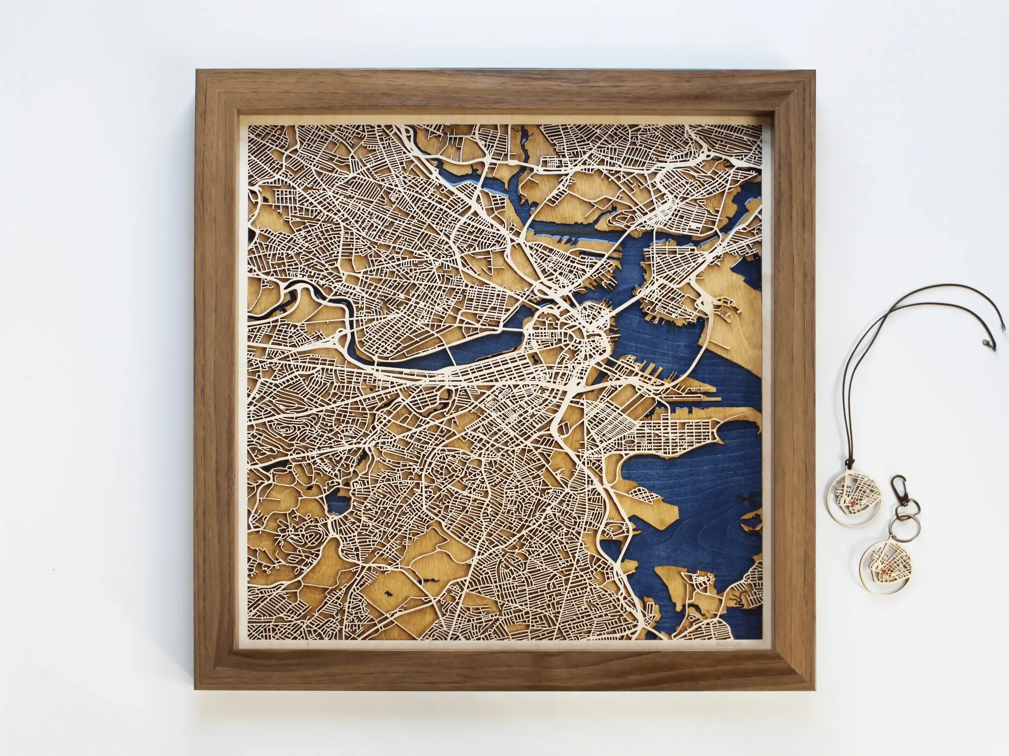 Boston Kişiye Özel Şehir Haritası Ahşap Duvar Dekoru | Gizemli Bahçeler