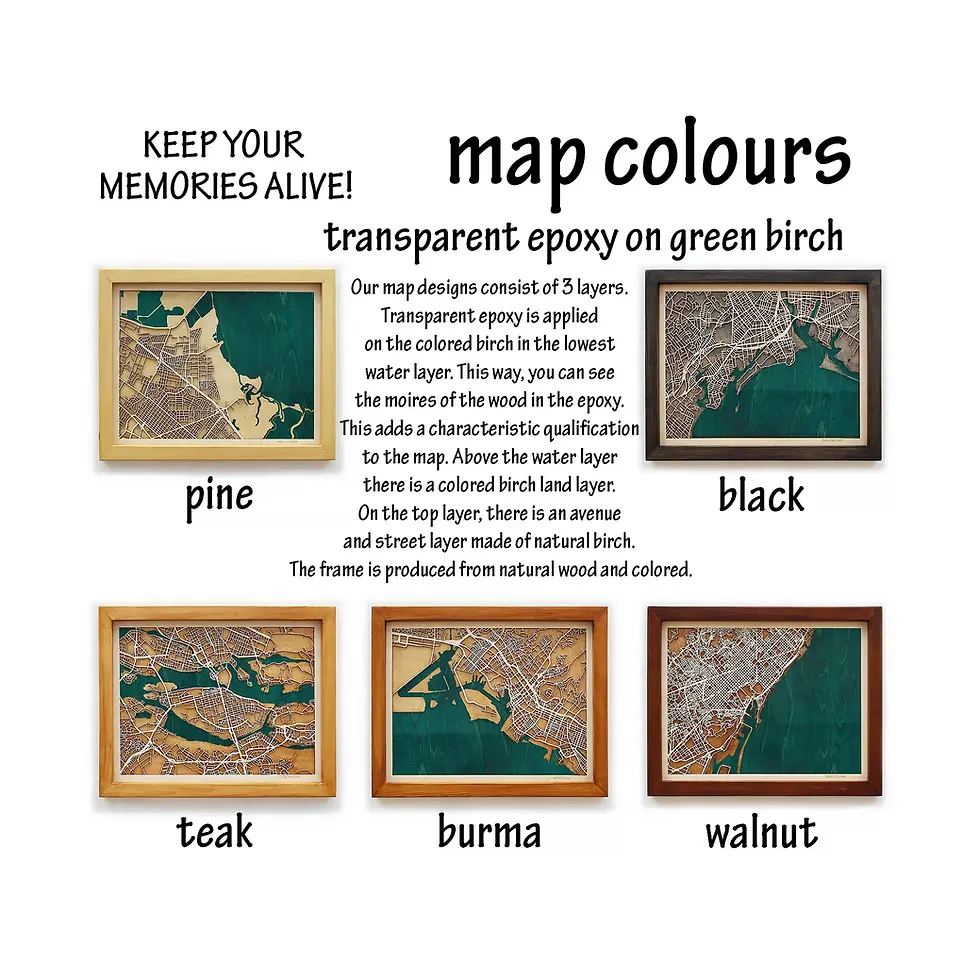 Thumbnail: green epoxy wooden city maps and frame colors