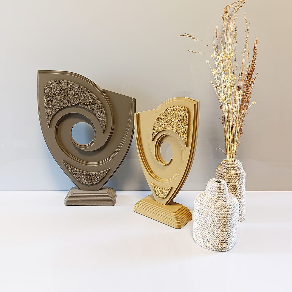 Thumbnail: Handmade geometric wooden sculpture with layered design – modern abstract home decor and perfect gift for Christmas, birthday