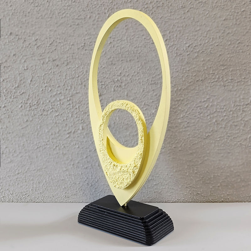 Thumbnail: Set of two modern abstract wooden sculptures with smooth and textured surfaces