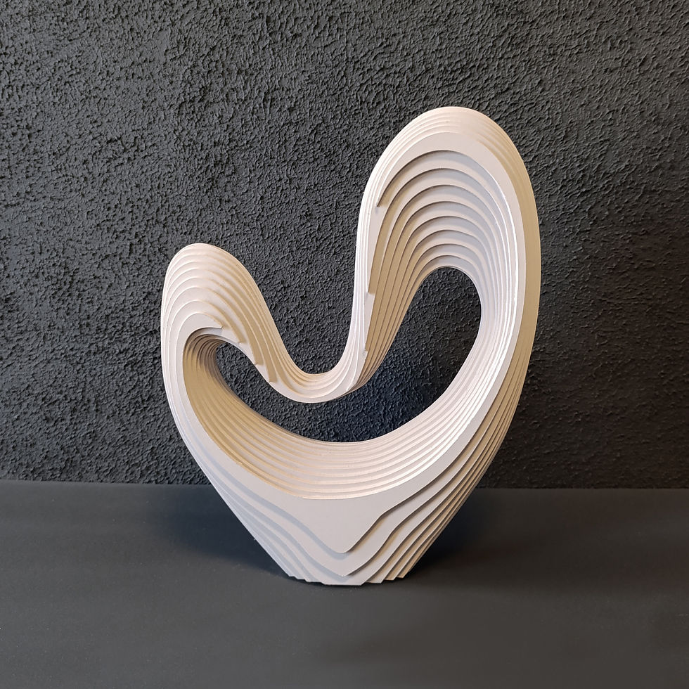 Thumbnail: Modern abstract layered wooden sculpture – a minimalist 3D artwork blending geometric elegance with organic forms.