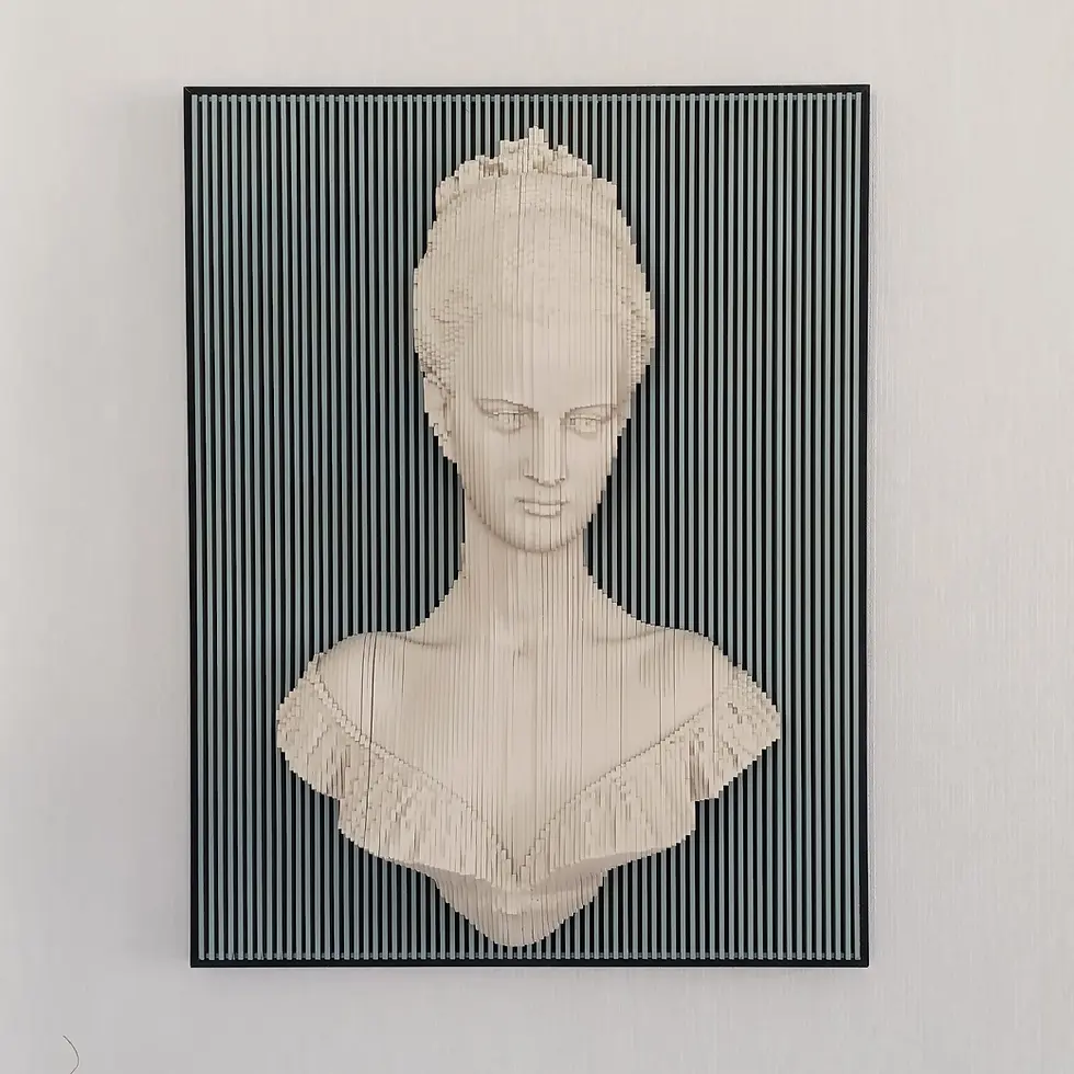 Thumbnail: Parametric Wood Lady Wall Sculpture, Green color, front