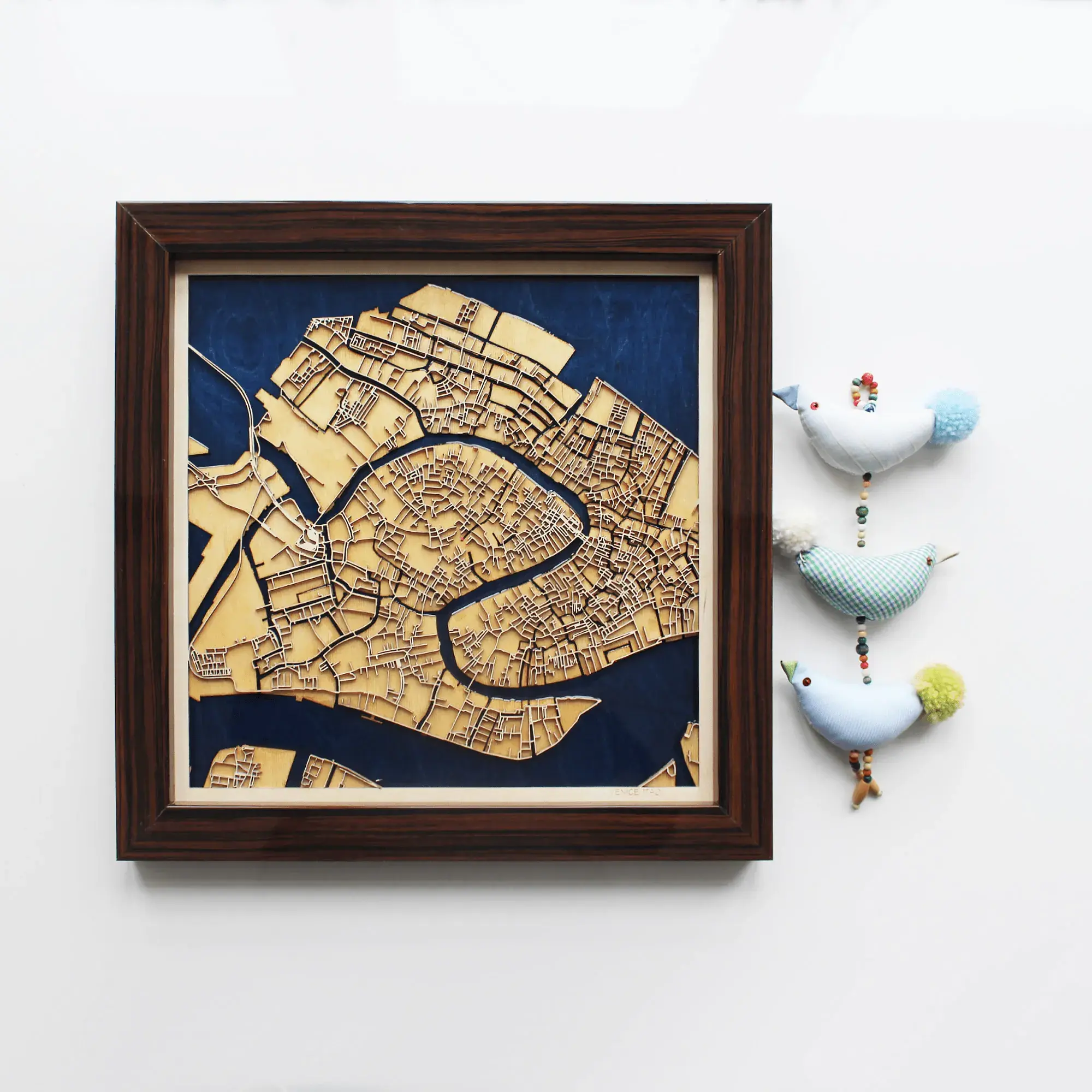 Venedik Kişiye Özel Şehir Haritası Ahşap Duvar Dekoru | Gizemli Bahçeler
