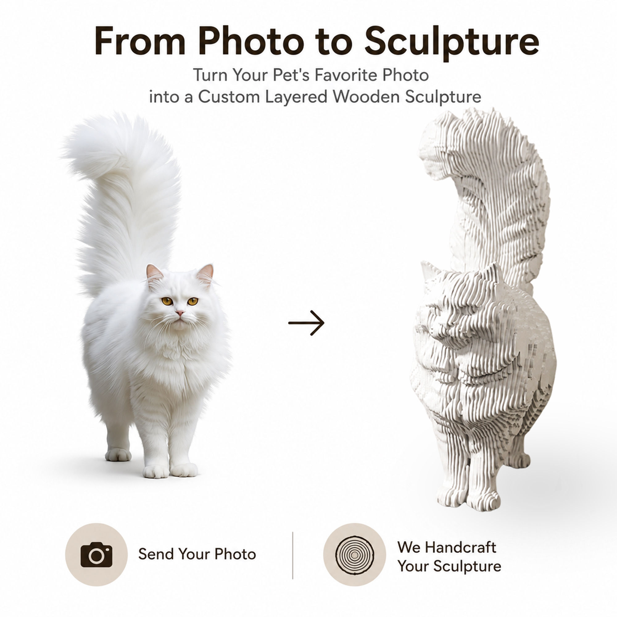 Personalized Wooden Pet Sculpture from Your Photo
