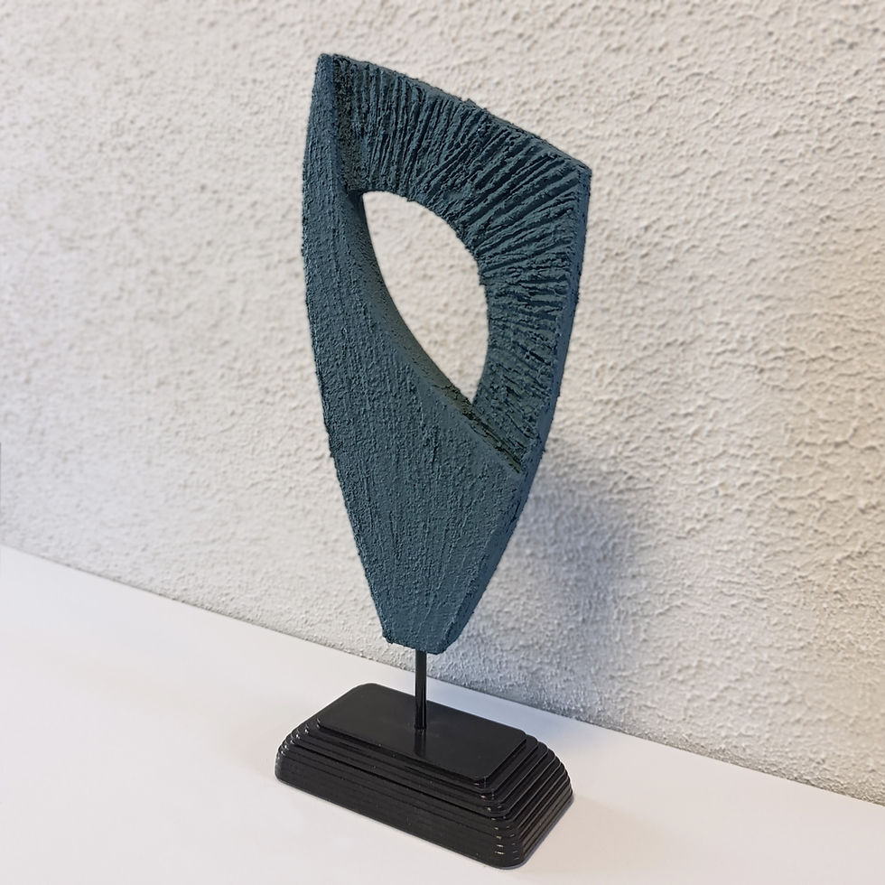 Handcrafted Wooden Sculpture with Concrete Texture – Minimalist Modern Art Piece