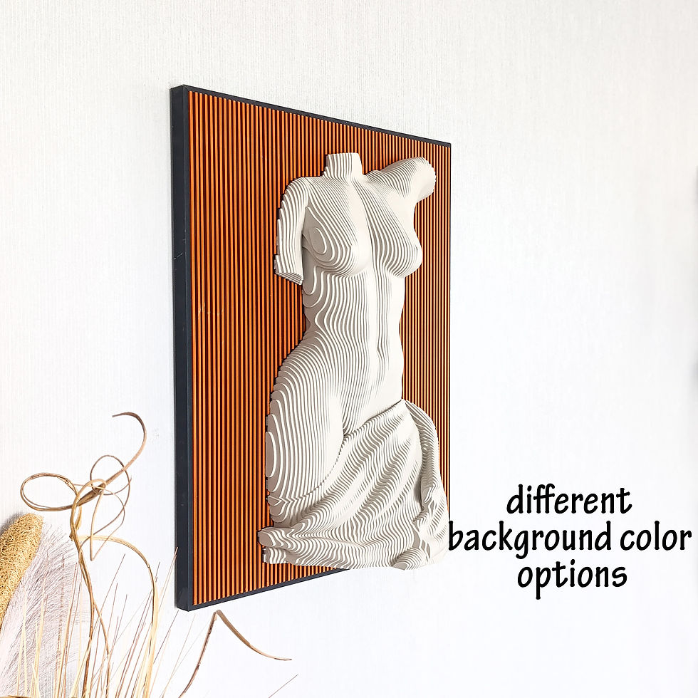 Orange Wood Woman Torso Sculpture (Front View)