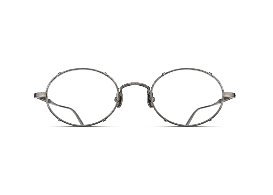 Matsuda M3150 Antique Silver Subtly Detailed Lightweight Titanium Eyeglass Frame Front View