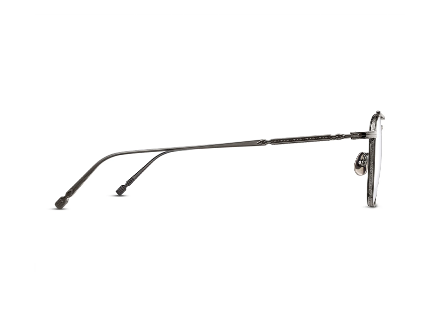 Matsuda M3157 Palladium White & Gray Art-Deco-Inspired Double Bar Eyeglass Frame Side View