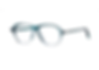Theo Aube Transparent Sea Pine Gray & Transparent Blue Sky Soft Rounded Acetate Pilot-Shaped Eyeglass Frame Front/Side View