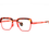 Thumbnail: Theo Foundation Fluorescent Red & Brown Ecail Interesting Rounded Square Eyeglass Frame Front/Side View