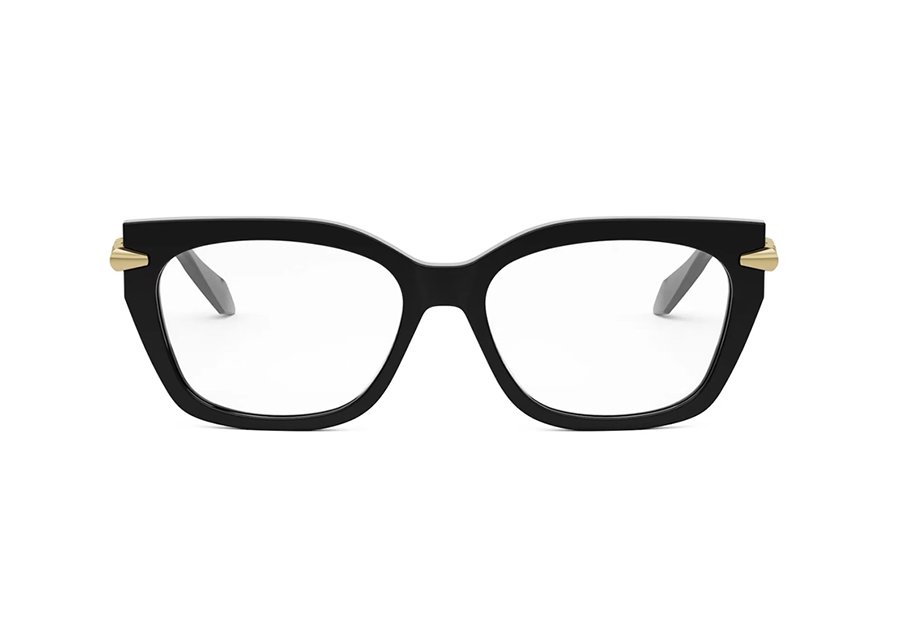 Bvlgari BV50020I Shiny Black & Gold Serpenti Viper Temple Design Eyeglass Frame Front View